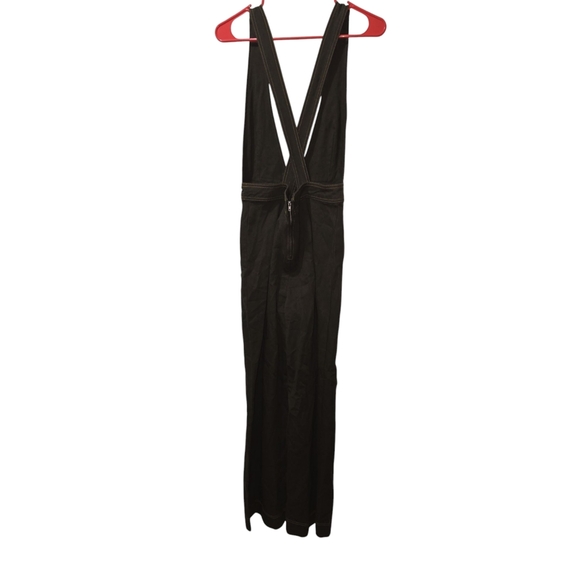 NWT Forever 21 Plunging Pinafore Jumpsuit Olive Large - Picture 6 of 9